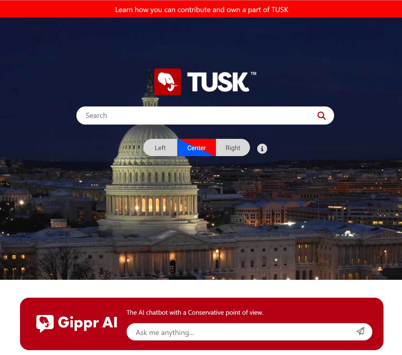 Tusk Search Engine Home Page