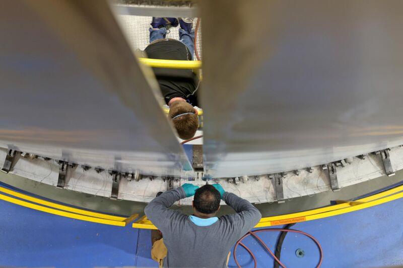 EUS panel test weld at the Michoud Assembly Facility