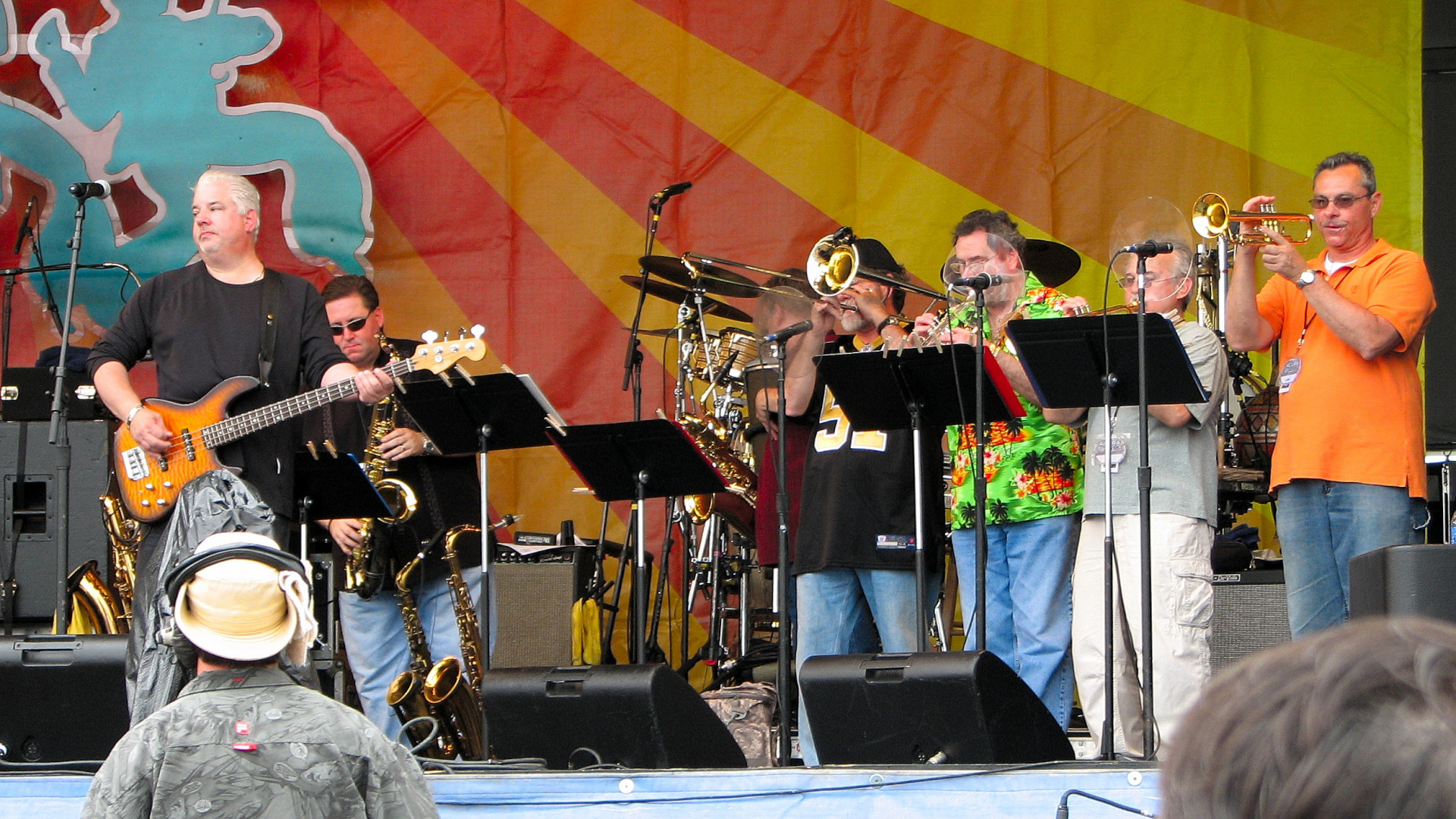 Chris Cambell on bass with the Wiseguys horn section