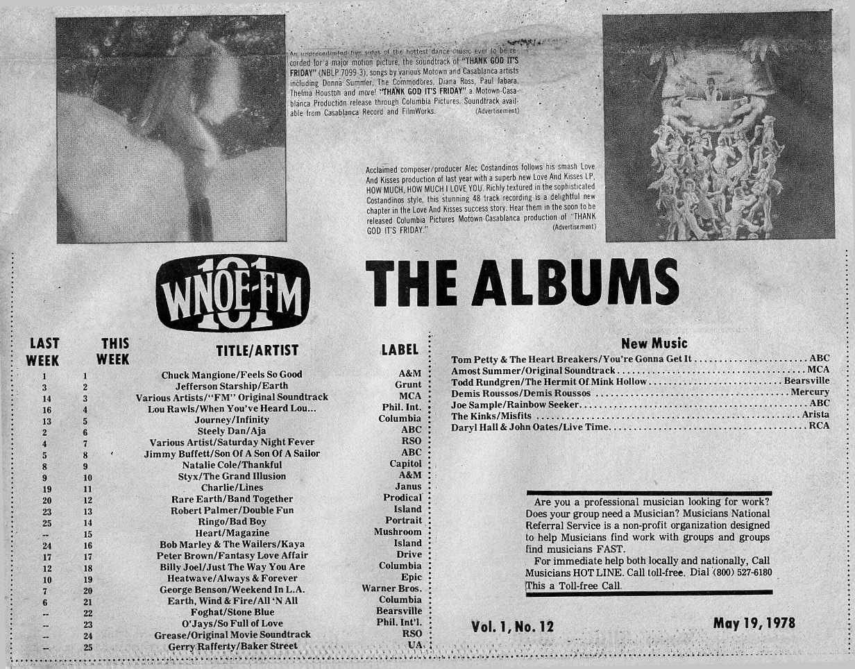 WNOE-FM Music Chart 5/19/78