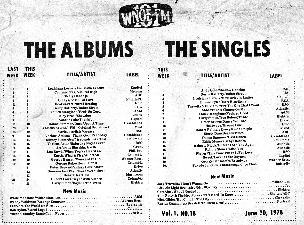 WNOE-FM Music Chart 6/30/78