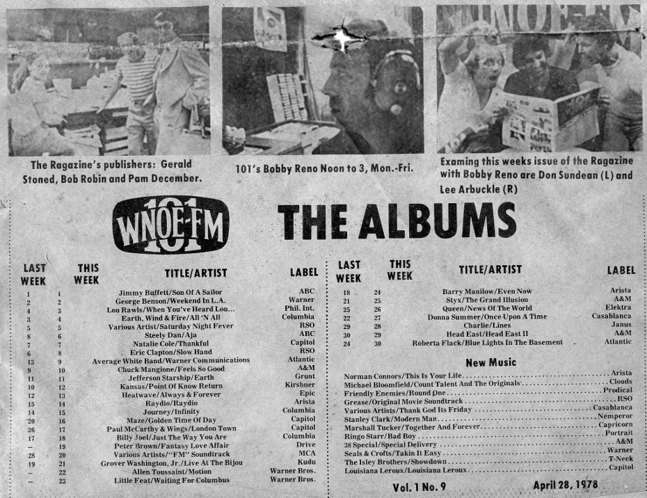 WNOE-FM Music Chart 4/21/78