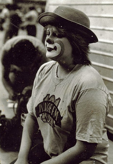 WNOE-FM's Phyllis Jensen as a clown